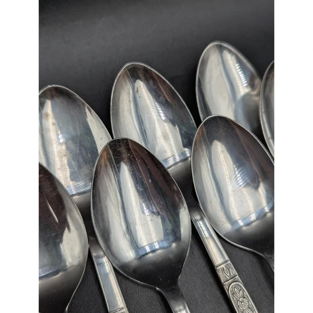VTG 8 pc Orleans Silver ORL11 Stainless Korea 8 Soup Table Spoons